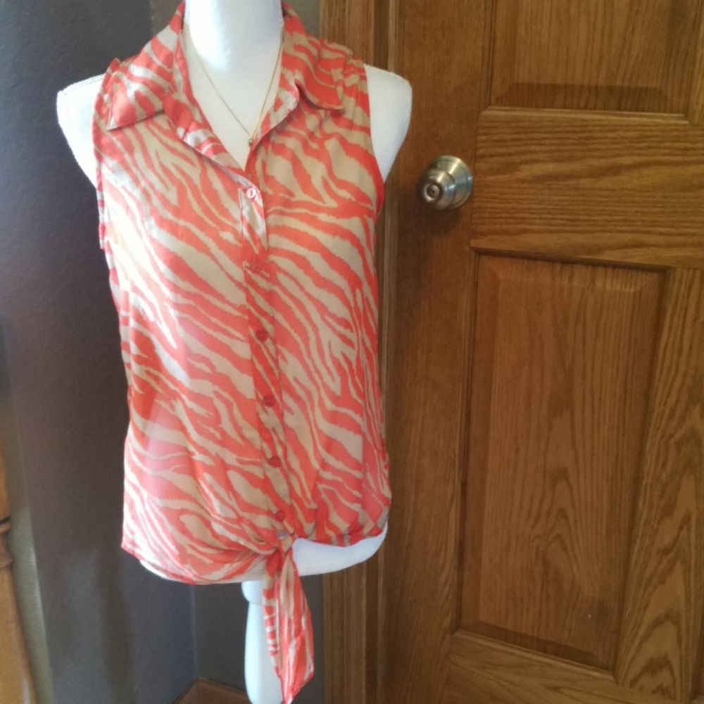A.Byer zebra print blouse, sz M, orange